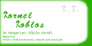 kornel koblos business card
