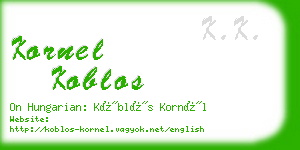 kornel koblos business card